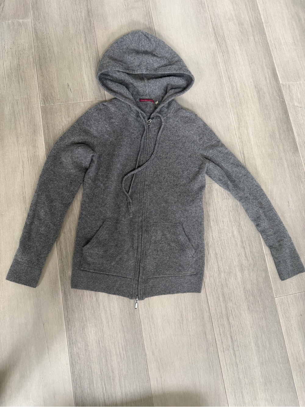 Cashmere Gray Hooded Zip Sweater - Lightweight Knit Hoodie